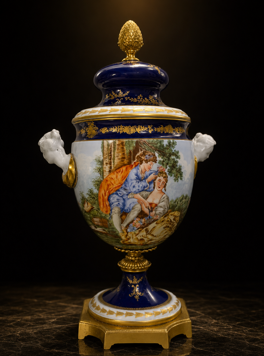 Sevres Porcelain Covered Vase France 1871